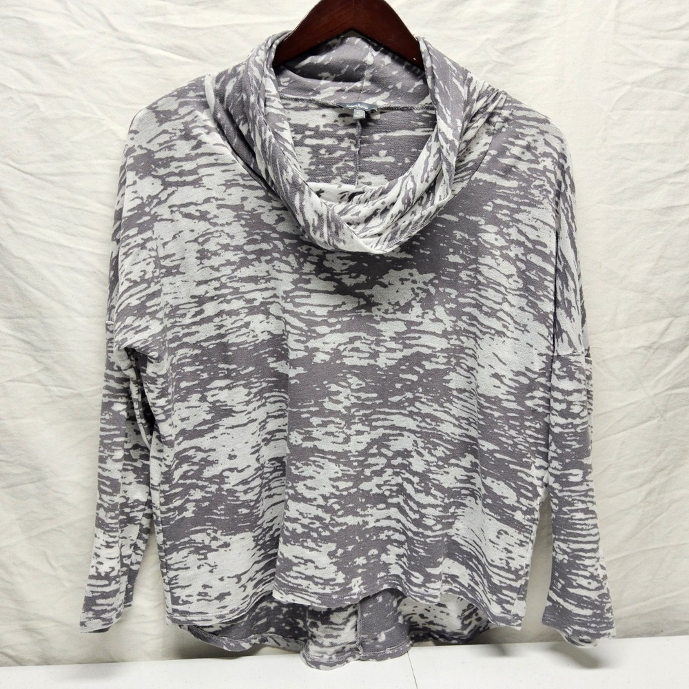 Neiman Marcus Cowl Neck Top Womens XL Gray White Abstract Marbled Knit - Picture 2 of 10